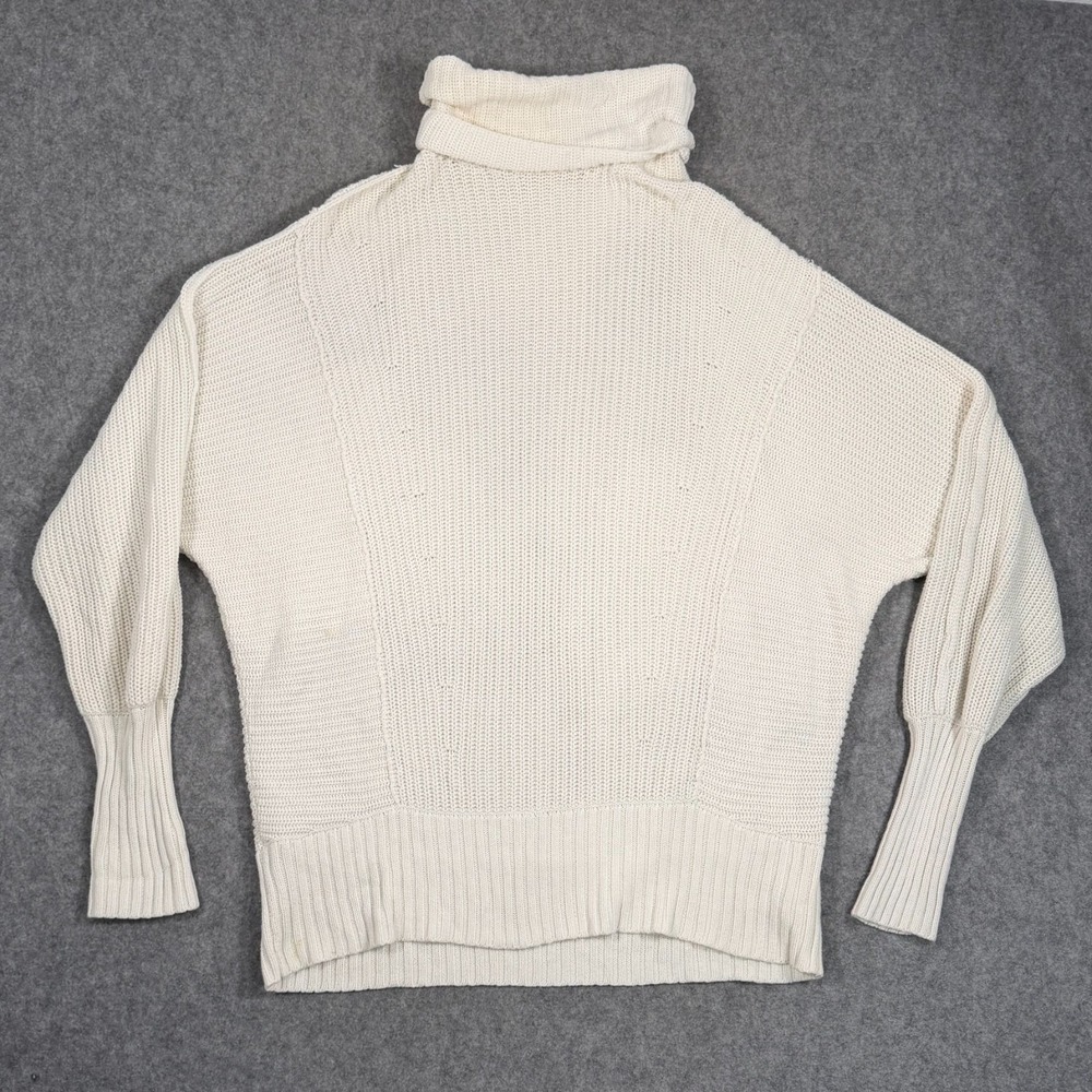 Free People Ivory Chunky Knit Turtle Neck Sweater Mini Dress Women's Size Medium